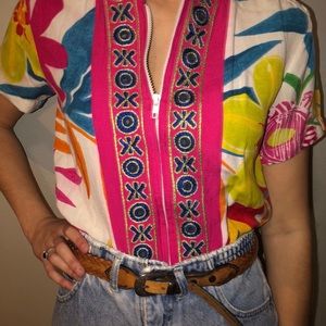 Vintage zip up crop sweater shirt